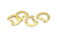 Brass Moon Charm, 12 Raw Brass Crescent Moon Charms With 4 Holes, Blanks (20x15x0.70mm) M786