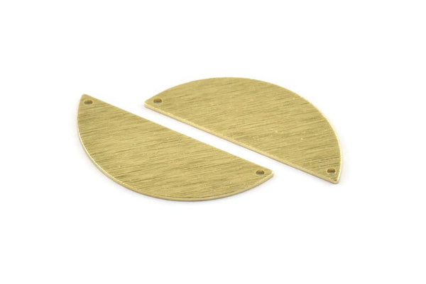 Brass Half Moon, 8 Textured Raw Brass Semi Circle Blanks With 2 Holes (39x15x0.90mm) M996