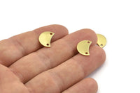 Brass Moon Charm, 12 Raw Brass Crescent Moon Charms With 2 Holes, Blanks (13x8x0.70mm) M800