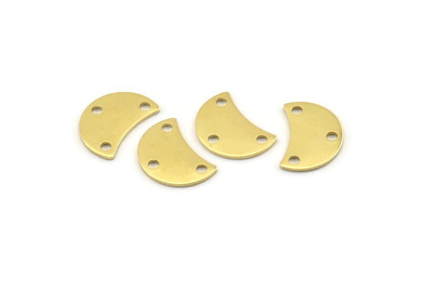 Brass Moon Charm, 12 Raw Brass Crescent Moon Charms With 3 Holes, Blanks (13x8x0.70mm) M801