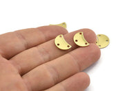 Brass Moon Charm, 12 Raw Brass Crescent Moon Charms With 3 Holes, Blanks (13x8x0.70mm) M801