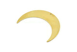 Brass Moon Charm, 6 Raw Brass Crescent Moon Charms With 1 Hole (46x11x0.90mm) M829