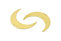 Brass Moon Charm, 6 Raw Brass Crescent Moon Charms With 1 Hole (46x11x0.90mm) M829