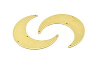 Brass Moon Charm, 4 Raw Brass Crescent Moon Charms With 4 Holes, Stamping Blanks (50x15x0.90mm) M841