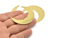 Brass Moon Charm, 4 Raw Brass Crescent Moon Charms With 6 Holes, Stamping Blanks (50x15x0.90mm) M842