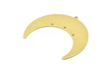 Brass Moon Charm, 4 Raw Brass Crescent Moon Charms With 1 Loop And 3 Holes, Stamping Blanks (50x17x0.90mm) M826