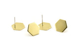 Brass Hexagon Earring, 8 Raw Brass Hexagon Stud Earrings (12.5x1mm) A0959 A1669