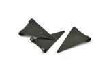 Black Triangle Charm, 12 Oxidized Black Brass Triangle Charms With 2 Holes (17x25mm) Brs 3998 A0407