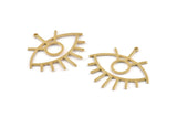 Brass Eye Charm, 6 Raw Brass Eye Charms With 1 Loop, Pendants, Earrings (36x33x1mm) D992