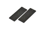 Black Rectangle Bar, 4 Textured Oxidized Black Brass Rectangle Charms With 1 Hole (40x15x0.85mm) U019