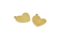 Brass Heart Charm, 12 Raw Brass Heart Charms With 1 Loop (16x14x1mm) M847