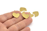 Brass Heart Charm, 12 Raw Brass Heart Charms With 1 Loop (16x14x1mm) M847