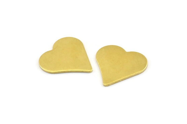 Brass Heart Blank, 12 Raw Brass Heart Blanks, Stamping Blanks (17x0.90mm) A0955