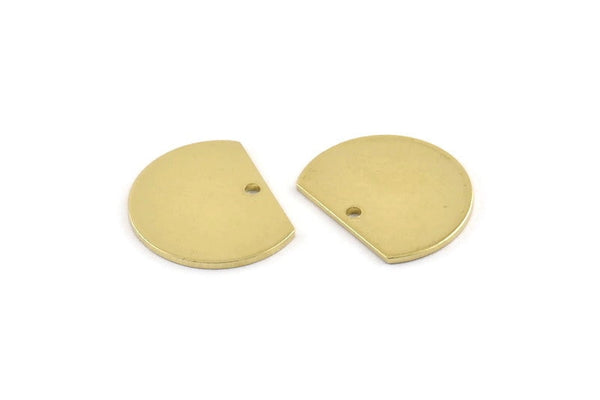 Semi Circle Charm, 12 Raw Brass Half Moon Blanks With 1 Hole, Earrings, Pendants (18x14x0.90mm) D0707