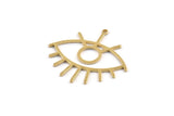 Brass Eye Charm, 6 Raw Brass Eye Charms With 1 Loop, Pendants, Earrings (36x33x1mm) D992