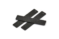 Black Rectangle Bar, 6 Textured Oxidized Black Brass Rectangle Charms With 1 Hole (40x8x0.85mm) U020