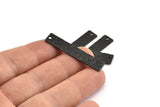 Black Rectangle Bar, 6 Textured Oxidized Black Brass Rectangle Charms With 1 Hole (40x8x0.85mm) U020