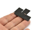 Black Rectangle Bar, 4 Textured Oxidized Black Brass Rectangle Charms With 1 Hole (40x15x0.85mm) U019