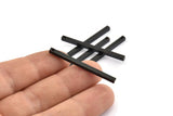 Black Necklace Bar, 6 Oxidized Black Brass Necklace Bars With 1 Hole, Charms, Pendants (2.5x2.5x40mm) D0238