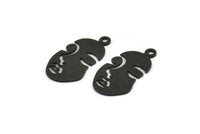 Black Face Charm, 24 Oxidized Black Brass Face Charms With 1 Loop (20x11x0.60mm) D608 H0939