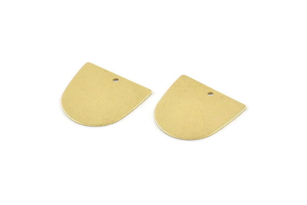 Brass D Shape,  24 Raw Brass D Shape Charms With 1 Hole, Brass Blanks (16x17x0.50mm) M1043