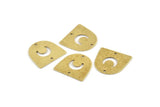 Brass Moon Charm,  24 Raw Brass D Shape Charms With 2 Holes (16x17x0.50mm) M1064