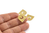 Brass Moon Charm,  24 Raw Brass D Shape Charms With 2 Holes (16x17x0.50mm) M1064