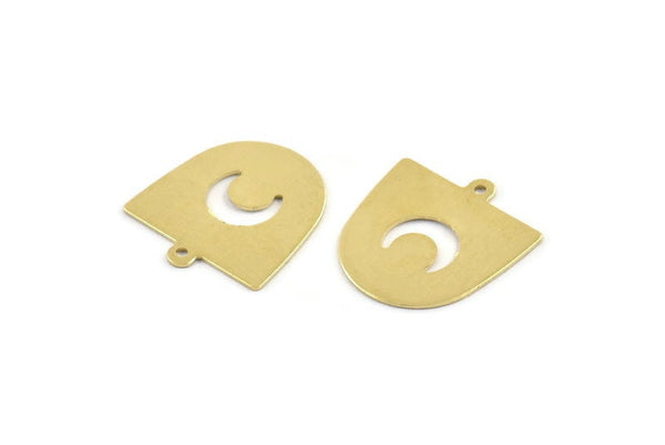 Brass Moon Charm, 24 Raw Brass D Shape Charms With 1 Loop (18x17x0.50mm) M1068