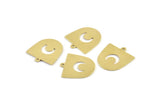 Brass Moon Charm, 24 Raw Brass D Shape Charms With 1 Loop (18x17x0.50mm) M1068