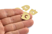 Brass Moon Charm, 24 Raw Brass D Shape Charms With 1 Loop (18x17x0.50mm) M1068