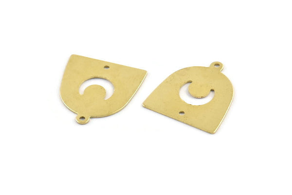 Brass Moon Charm, 24 Raw Brass D Shape Charms With 1 Loop And 1 Hole (18x17x0.50mm) M1100