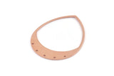 Copper Drop Charm, 2 Raw Copper Drop Charms With 5 Holes (45x36x0.80mm) M1039