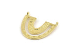 Brass Charm, 2 Raw Brass, Brass Pendants, Charm Pendants, Brass U Shape Charms With 2 Loops (26x23x1.2mm) N1448