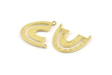 Brass Charm, 2 Raw Brass, Brass Pendants, Charm Pendants, Brass U Shape Charms With 2 Loops (26x23x1.2mm) N1448