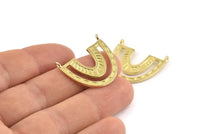 Brass Charm, 2 Raw Brass, Brass Pendants, Charm Pendants, Brass U Shape Charms With 2 Loops (26x23x1.2mm) N1448