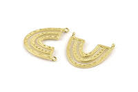 Brass Charm, 2 Raw Brass, Brass Pendants, Charm Pendants, Brass U Shape Charms With 2 Loops (26x23x1.2mm) N1452