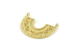 Brass Charm, 4 Raw Brass, Brass Pendants, Charm Pendants, Brass Semi Circle Charms With 2 Loops (24x18x1.2mm) N1451