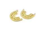 Brass Charm, 4 Raw Brass, Brass Pendants, Charm Pendants, Brass Semi Circle Charms With 2 Loops (24x18x1.2mm) N1451