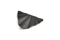 Black Leaf Charm, 6 Textured Oxidized Brass Leaf Charms With 1 Hole, Findings (29x22x0.50mm) D0730 S1150