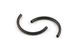 Black Noodle Tubes, 6 Oxidized Black Brass Semi Circle Curved Tube Beads (3.5x41mm) D0266 S1217