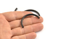 Black Noodle Tubes, 6 Oxidized Black Brass Semi Circle Curved Tube Beads (3.5x41mm) D0266 S1217