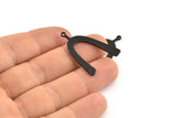 Black U Charm, 4 Oxidized Black Brass U Shaped Charms With 1 Loop (34x22x1mm) D1182 S826