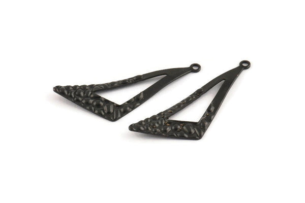 Black Triangle Charm, 12 Oxidized Black Brass Triangle Charms With 1 Loop, Charms, Earrings (37x12x0.70mm) D1248