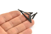 Black Triangle Charm, 12 Oxidized Black Brass Triangle Charms With 1 Loop, Charms, Earrings (37x12x0.70mm) D1248