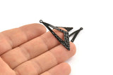 Black Triangle Charm, 12 Oxidized Black Brass Triangle Charms With 1 Loop, Charms, Earrings (37x12x0.70mm) D1248