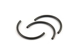 Black Noodle Tubes, 6 Oxidized Black Brass Semi Circle Curved Tube Beads (4x45mm) D0264