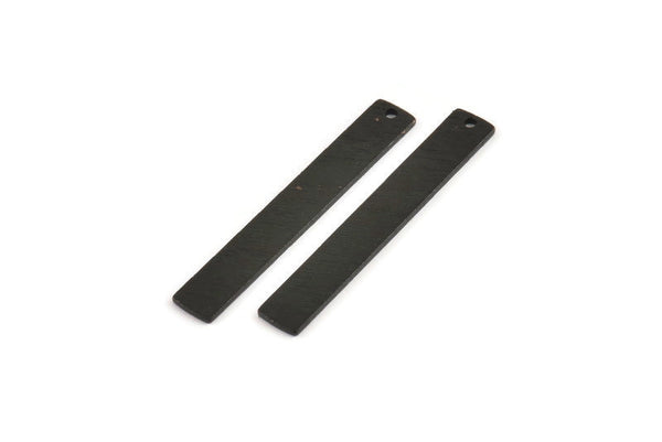 Black Necklace Bar, 6 Textured Oxidized Black Brass Rectangle Stamping Blanks With 1 Hole (41x6x1mm) D0802