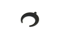 Black Moon Charm, 12 Oxidized Black Brass Crescent Moon Charms With 1 Hole And 1 Loop (18x19x7x1mm) E146 S1136