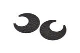 Black Moon Charm, 6 Textured Oxidized Black Brass Horn Charms With 2 Holes (30x13.5x0.60mm) D955