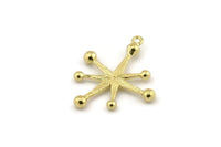 Brass Boom Charm, 6 Raw Brass Boom Charms With 1 Loop (30x26x1mm) N1485